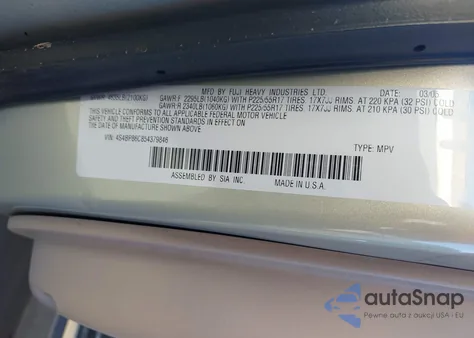 2005 Subaru Outback 3.0R L.l. Bean Edition z USA, uszkodzony, nr VIN 4S4BP86C854379846